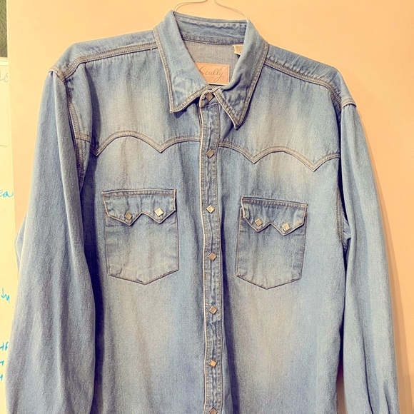 Men’s Scully 100% cotton denim diamond snap shirt XL - Picture 1 of 4
